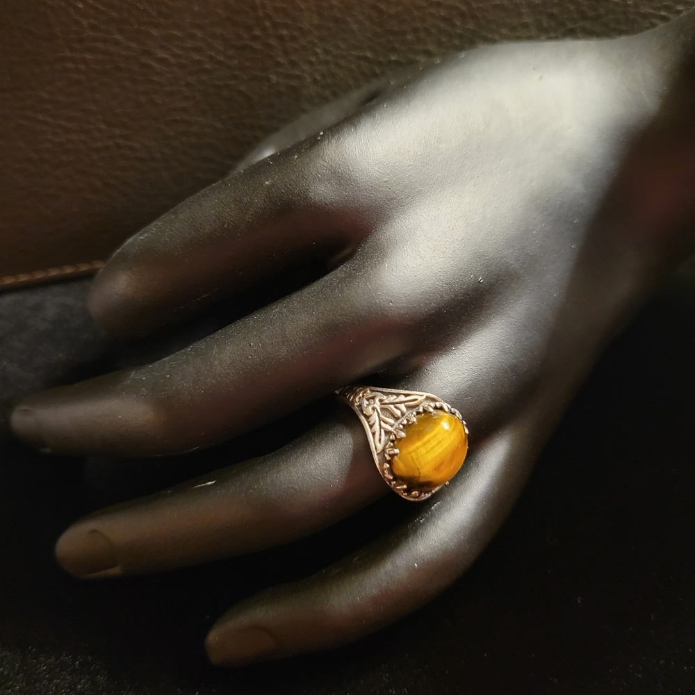 Solid 925 Sterling Silver Tiger's Eye Ring